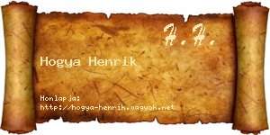 Hogya Henrik névjegykártya
